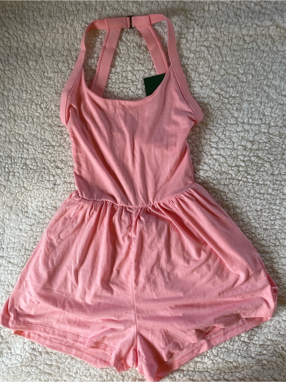 HALARA Coral Pink Tank Romper with Gathered Waist